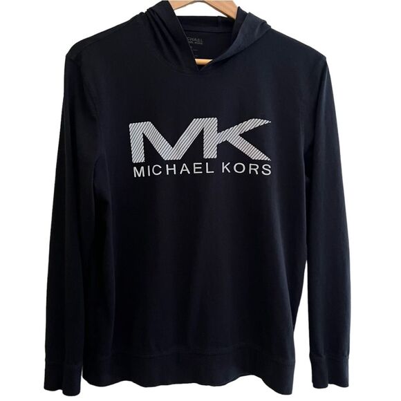 Micheal Kors Women’s Casual Black long Tshirt Hoodie Reflective SZ Medium - Picture 1 of 8